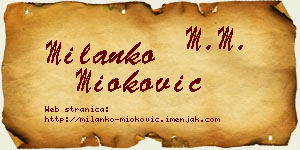 Milanko Mioković vizit kartica